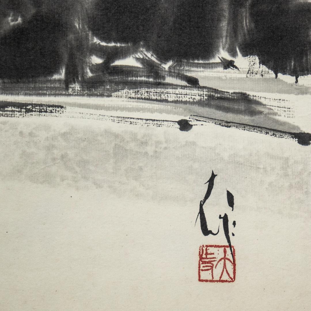 掛軸-1173　山田大作　稲葉山　共箱　二重箱