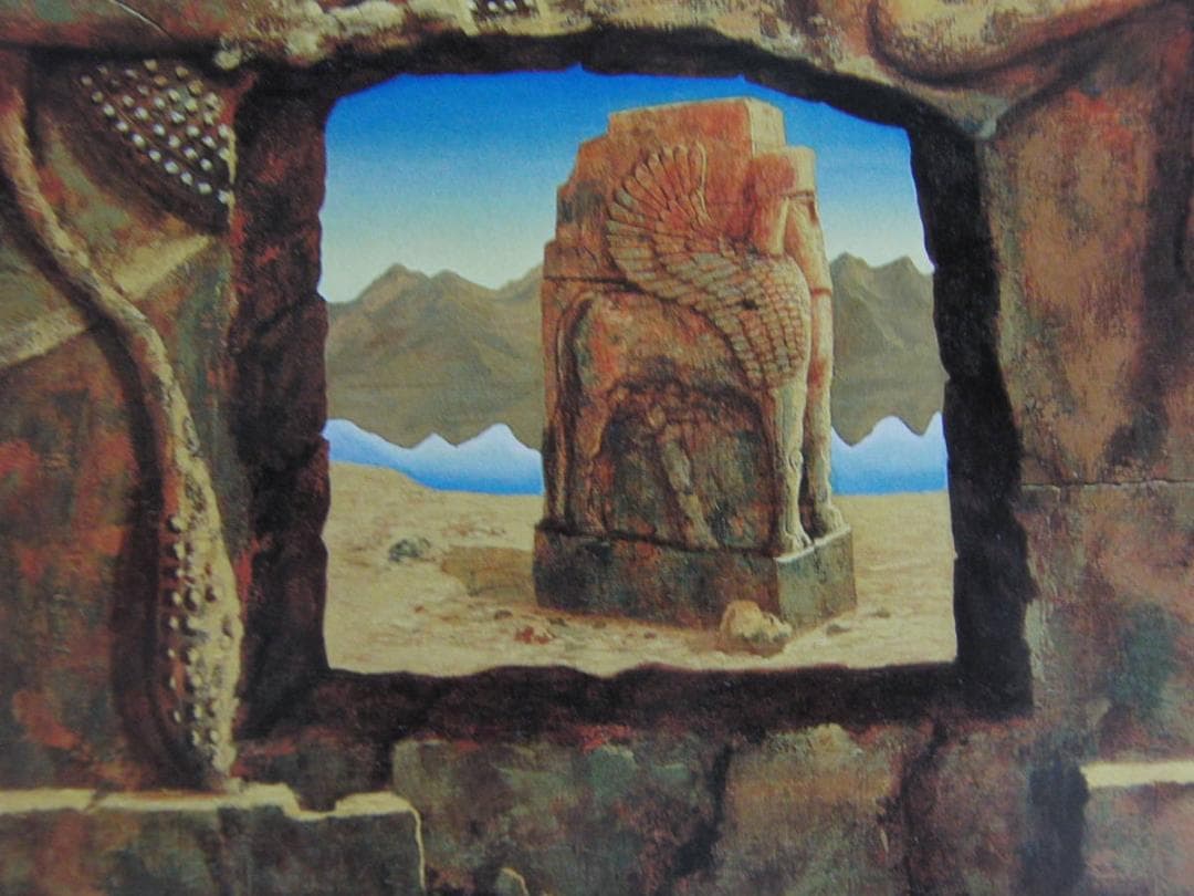 加藤良子、【遺跡追想’04（獅子）】、希少な額装用画集より