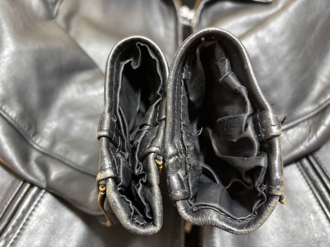 Schott 643E シングルライダースジャケット 黒 ボアライナー付 34