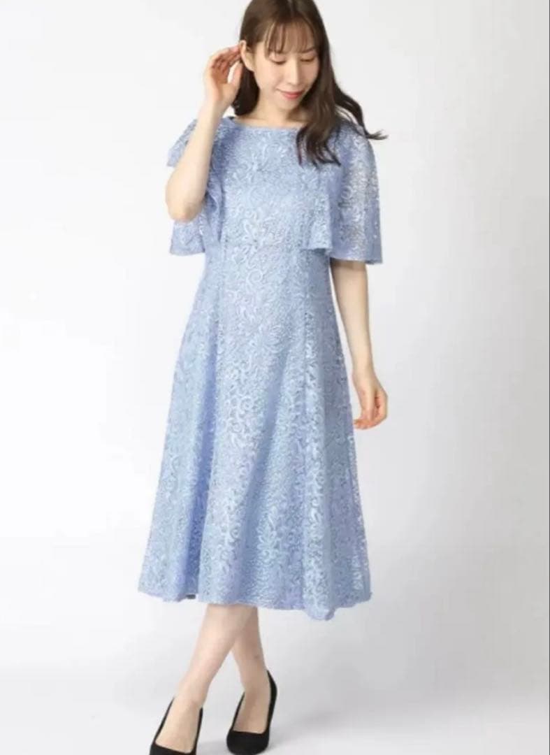 CELFORD 水色 レース スパンコールドレス