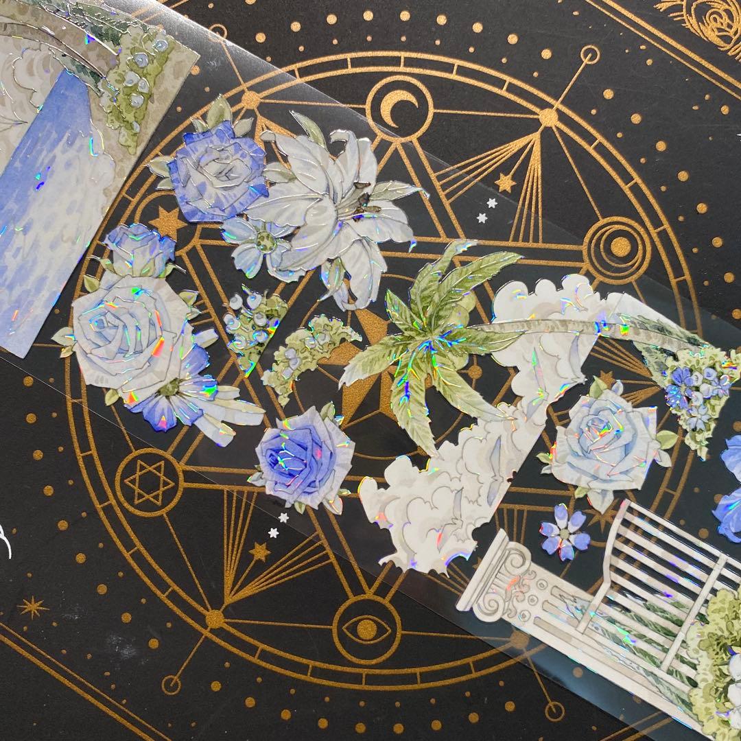 【9146】海外　マステ　中古巻　貝殻光マスキングテープガーデン　海　花　装飾系