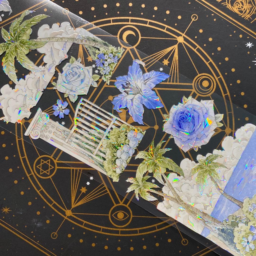 【9146】海外　マステ　中古巻　貝殻光マスキングテープガーデン　海　花　装飾系