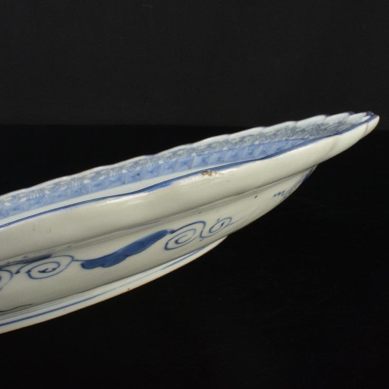 伊万里焼　古伊万里　大明成化年製銘　染付　花文　輪花皿　大皿　C　R7324F