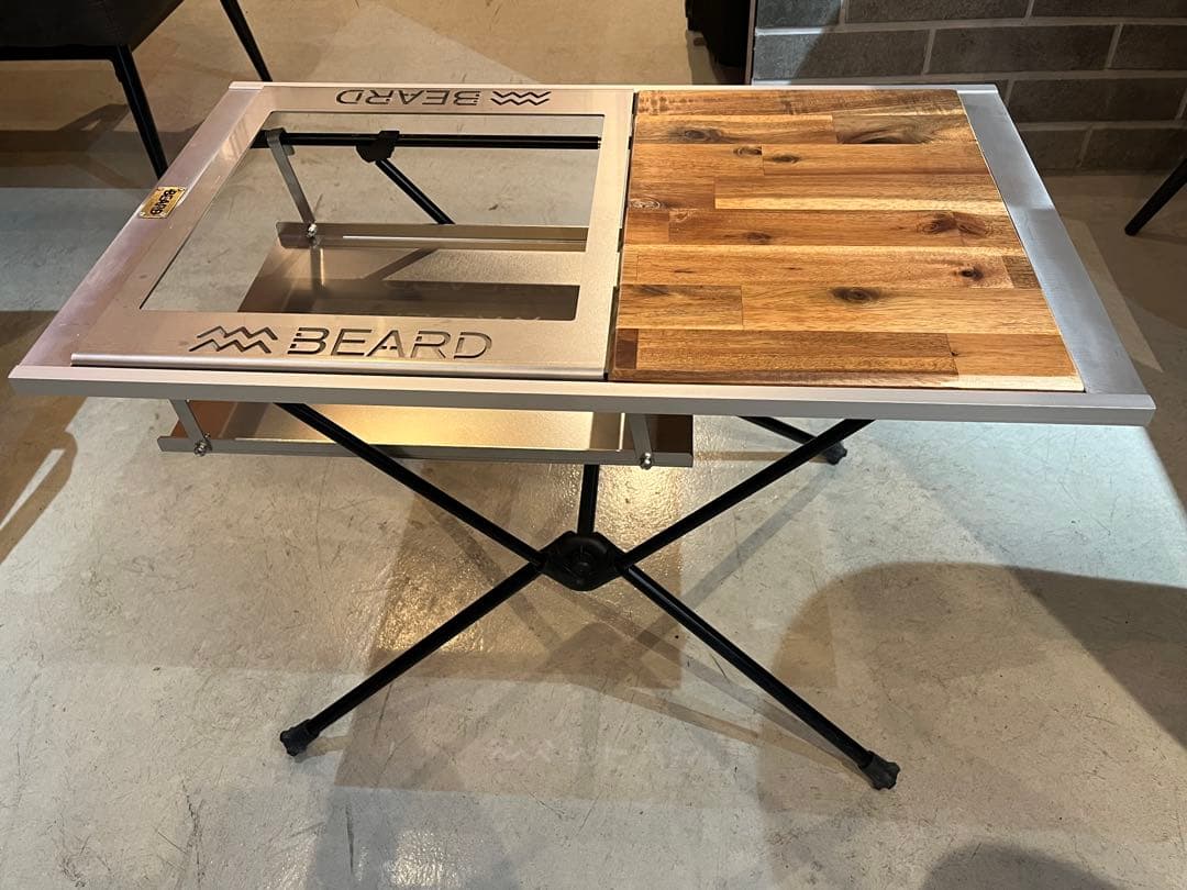BEARD 折りたたみ式テーブル 木製天板　タフ丸インストールキット