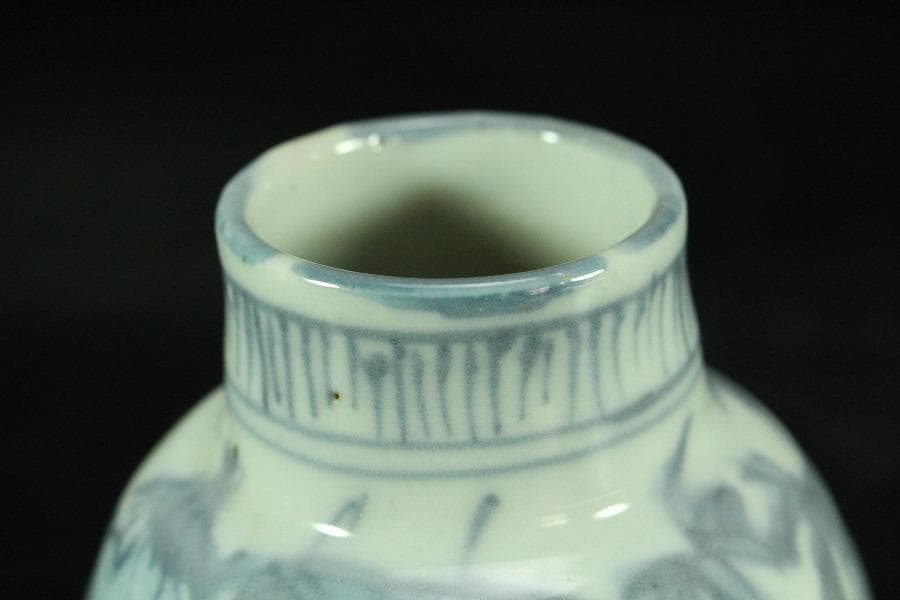 中国美術 古染付 祥瑞 茶入 明時代 唐物 鹿角蓋 茶道具伝来(K-XA856)