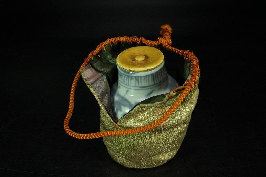 中国美術 古染付 祥瑞 茶入 明時代 唐物 鹿角蓋 茶道具伝来(K-XA856)