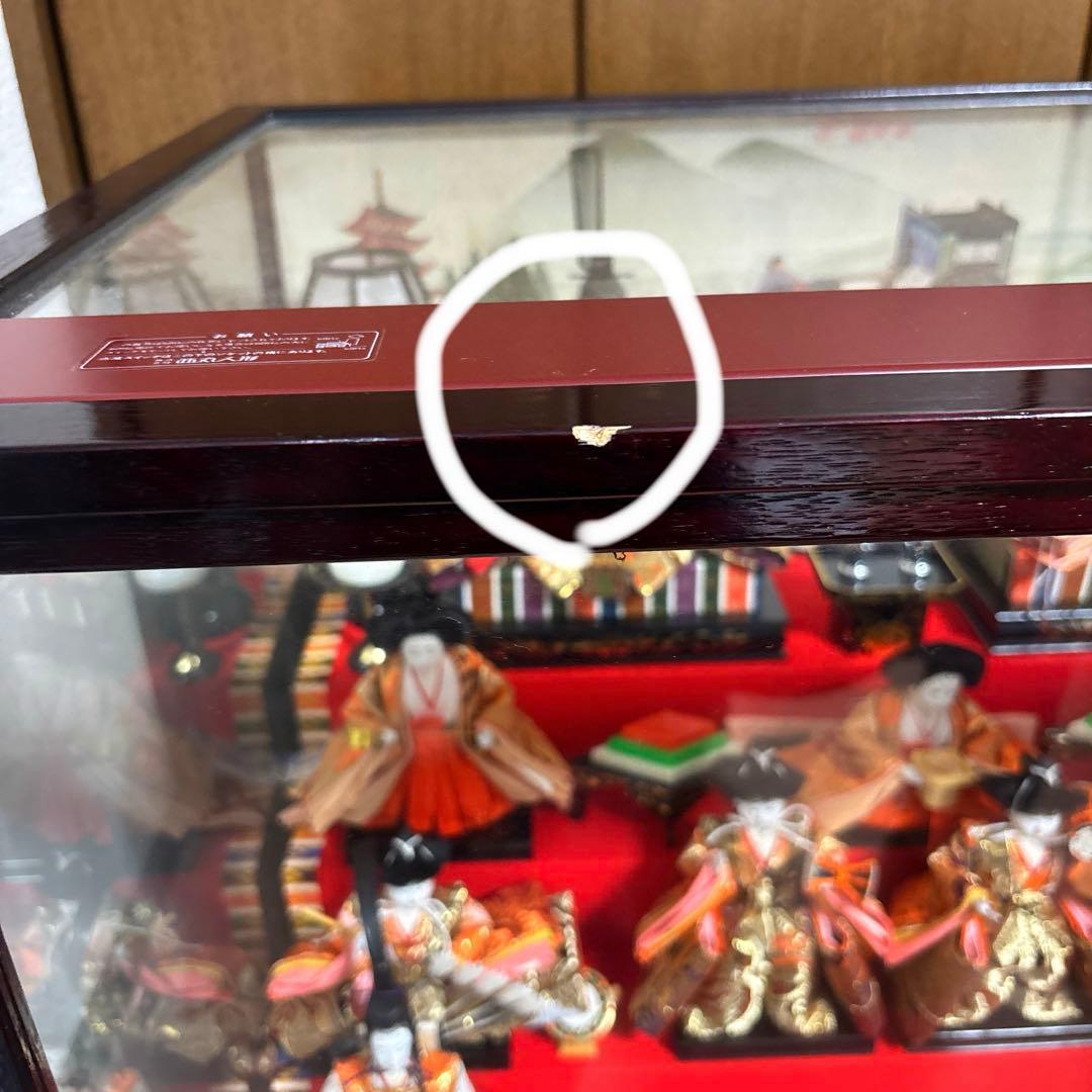 雛人形セット 和風ランプ付き　ガラスケース入り