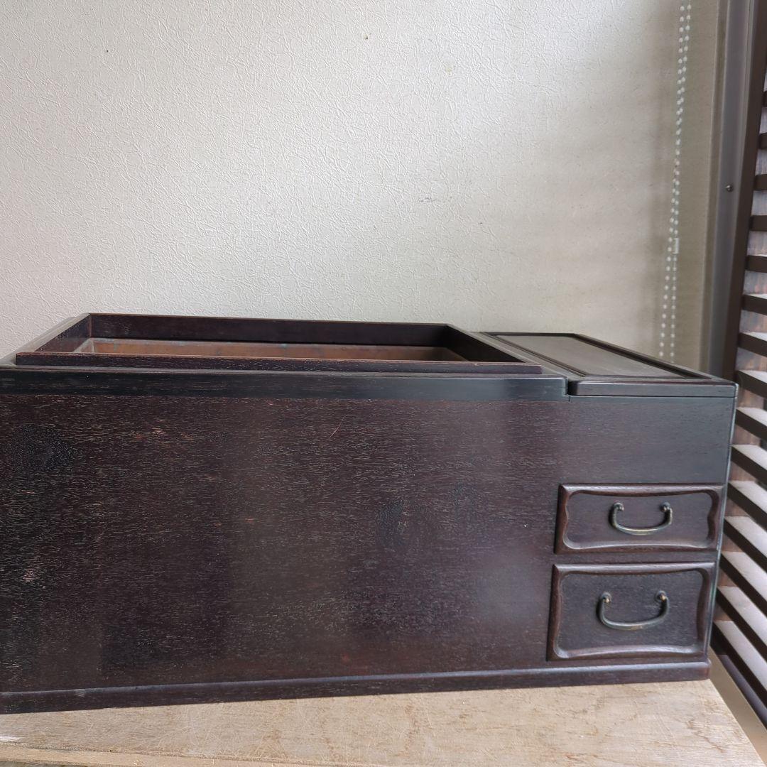 骨董 長火鉢 火鉢 関東火鉢 木製 内側銅器 アンティーク テーブル