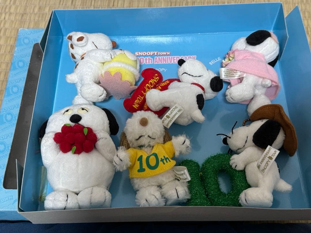 スヌーピータウン 10周年記念 ぬいぐるみ　ピンバッジ