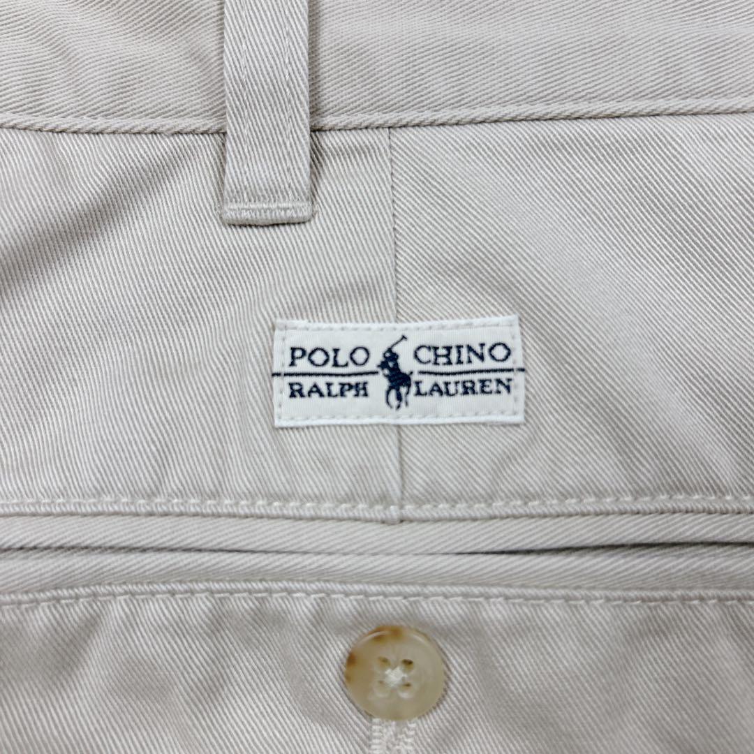 90s 美品　ポロバイラルフローレン　チノパンツ　ベージュ　ツータック W35