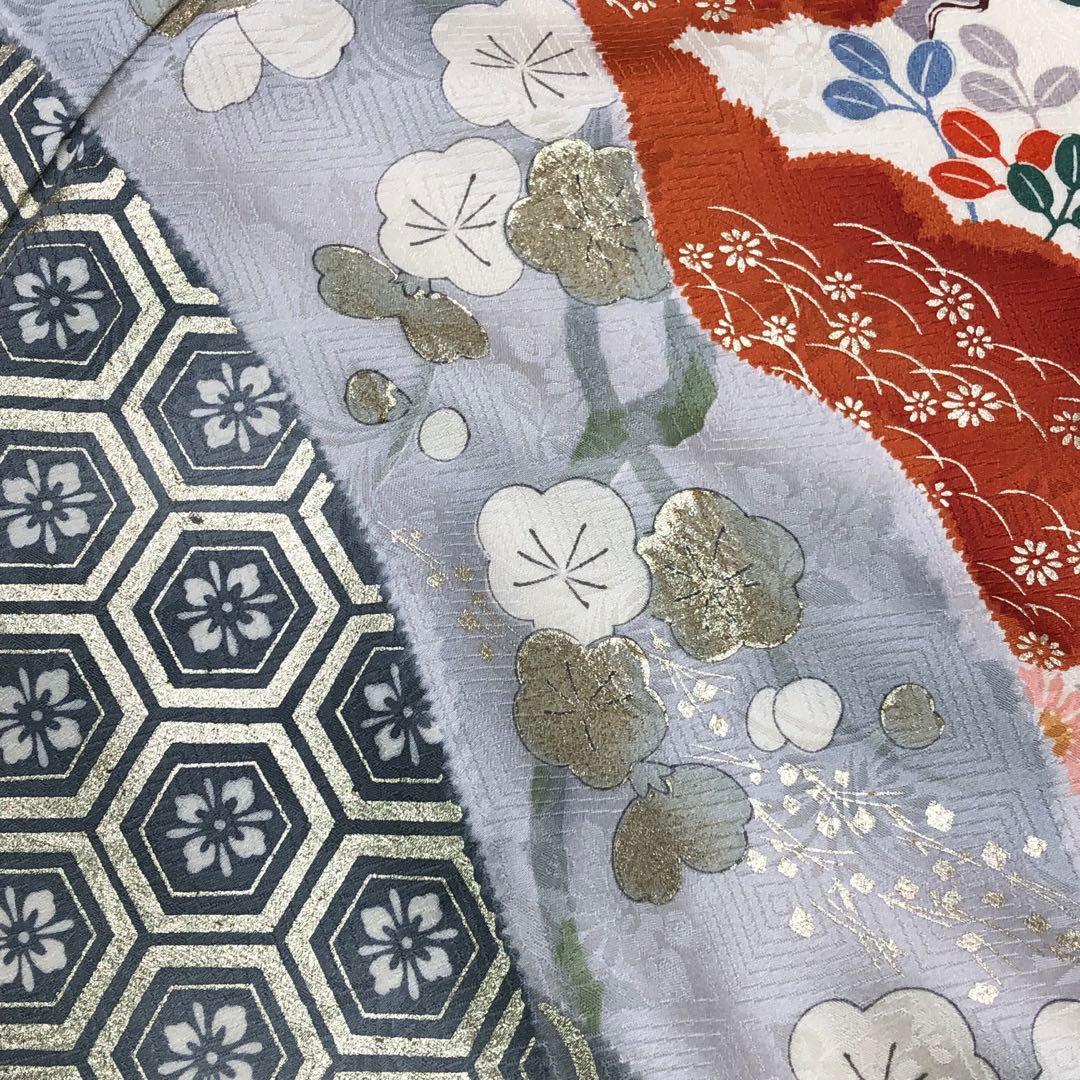 振袖 御所車 花模様 花亀甲 生成色 金彩 トールサイズ KK-2123