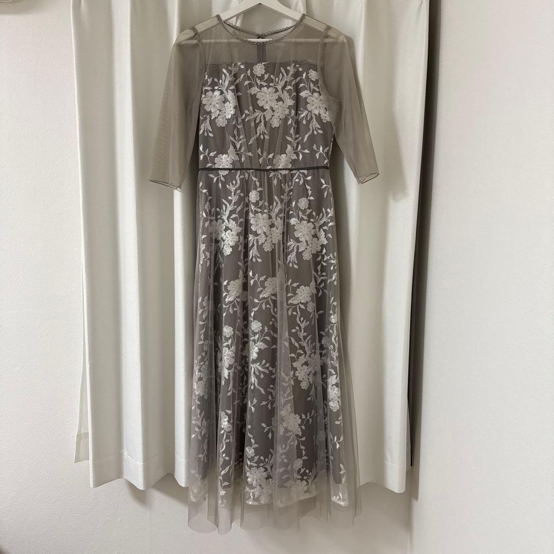 【SALE】Rire Fete ボタニカル刺繍チュールドレス38