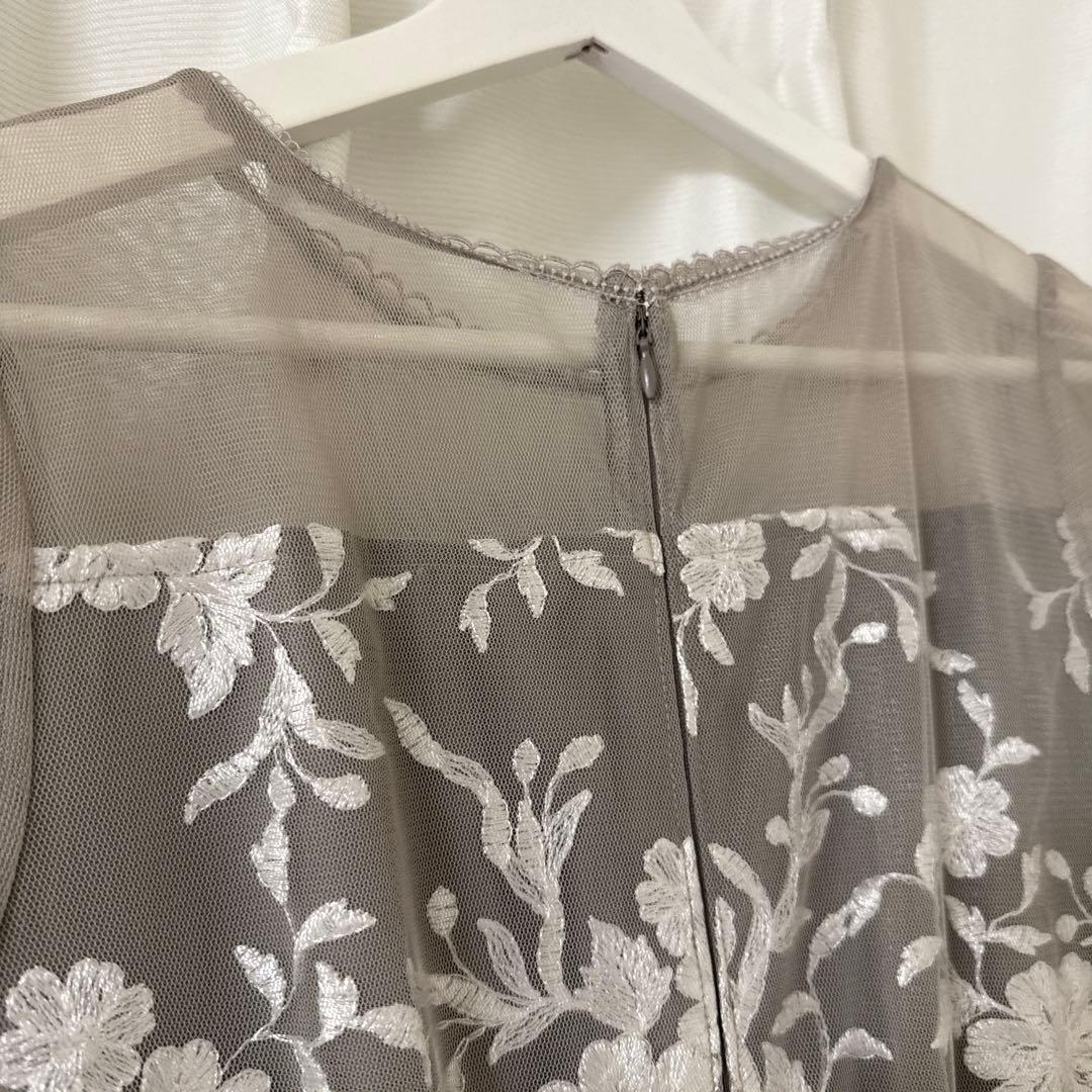 【SALE】Rire Fete ボタニカル刺繍チュールドレス38