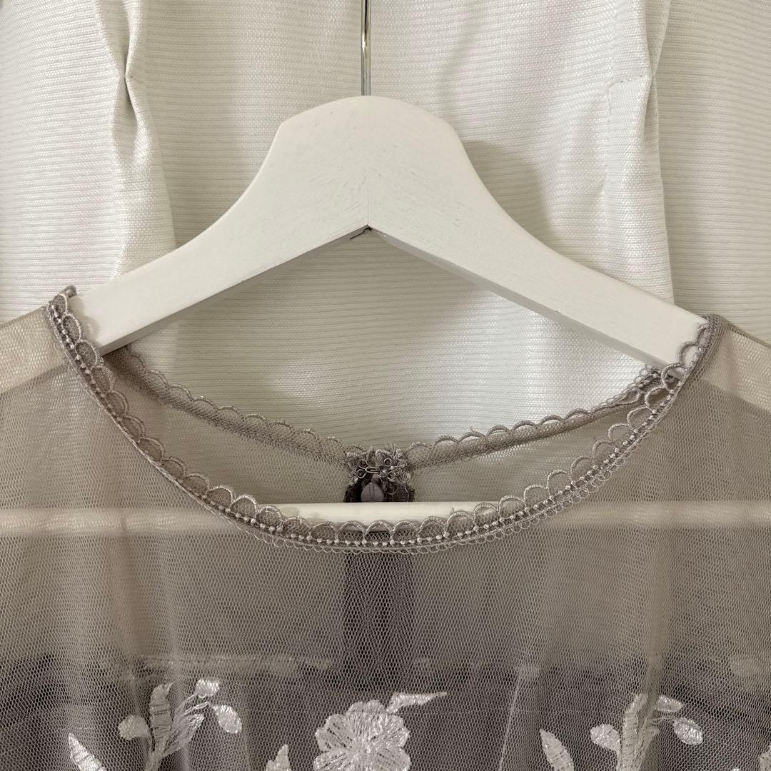 【SALE】Rire Fete ボタニカル刺繍チュールドレス38