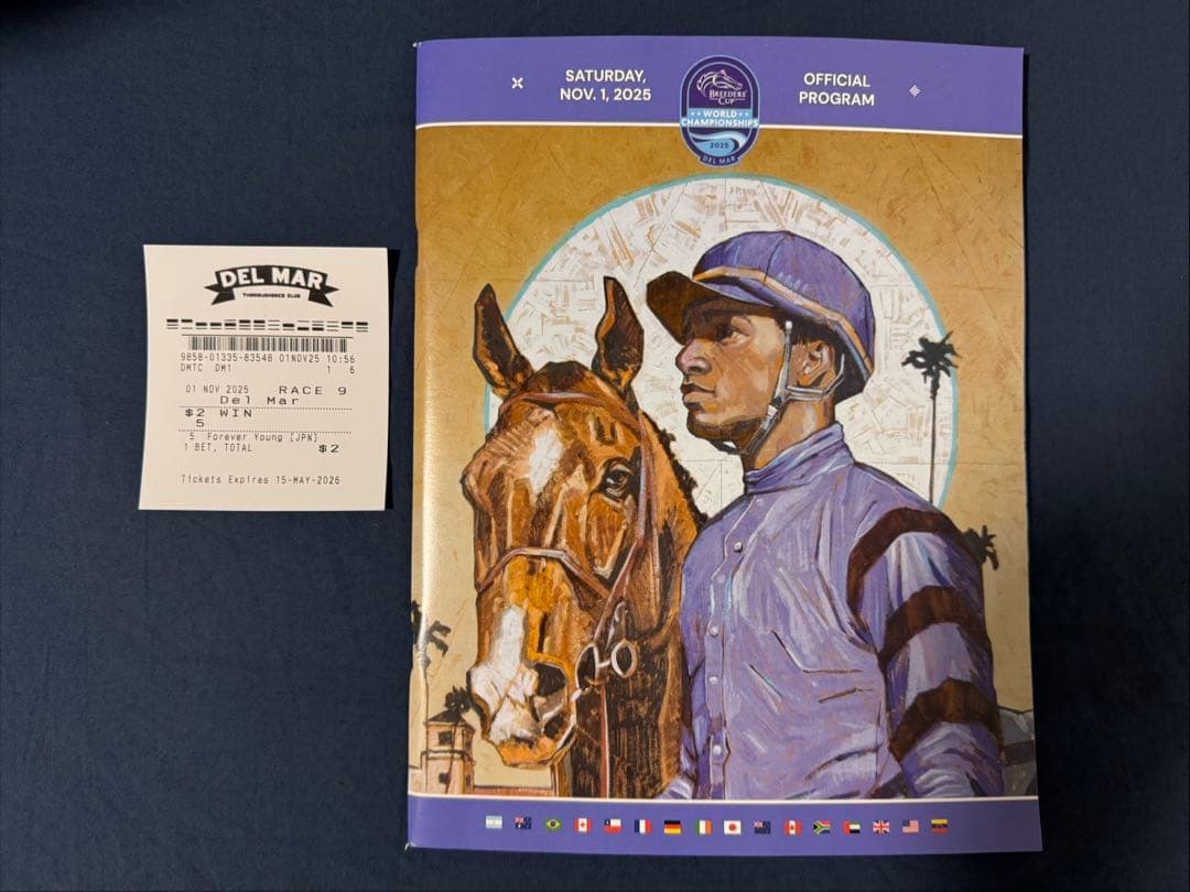 フォーエバーヤング ブリーダーズカップクラシック 現地単勝馬券 プログラム