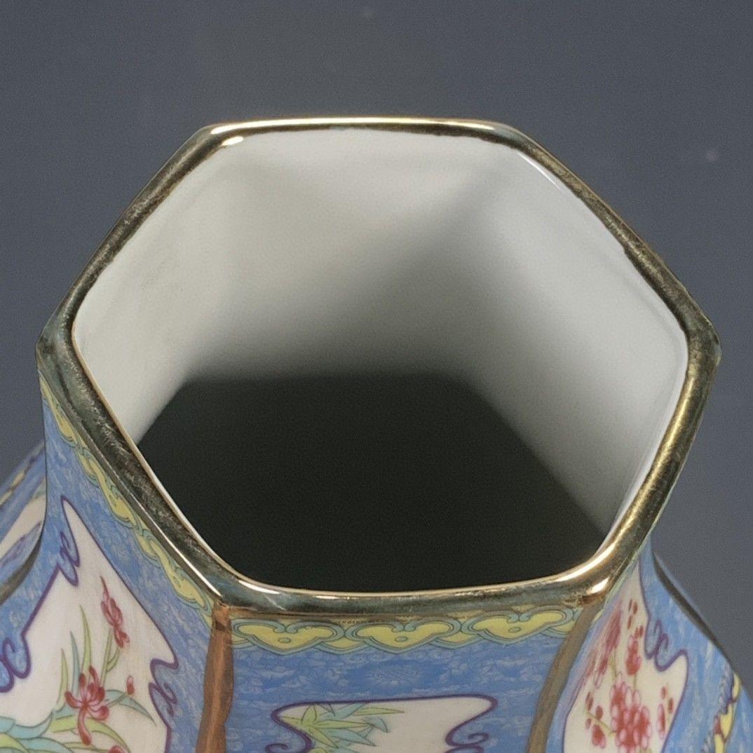 清代パステル蒔絵十二支六角尊瓶 景徳鎮 陶磁器 装飾品 現代工芸品美術品 置物