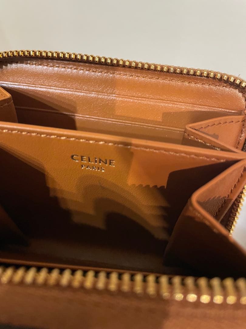 【購入証明有】セリーヌコンパクト ジップウォレット キュイル トリオンフ タン