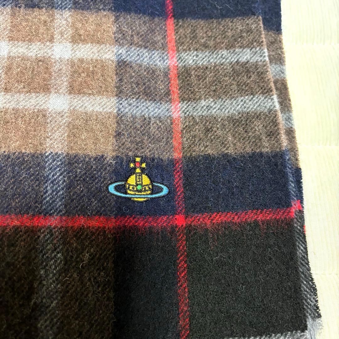 美品ヴィヴィアンウエストウッド洗えるウール１００％　大判ストールマフラーチェック