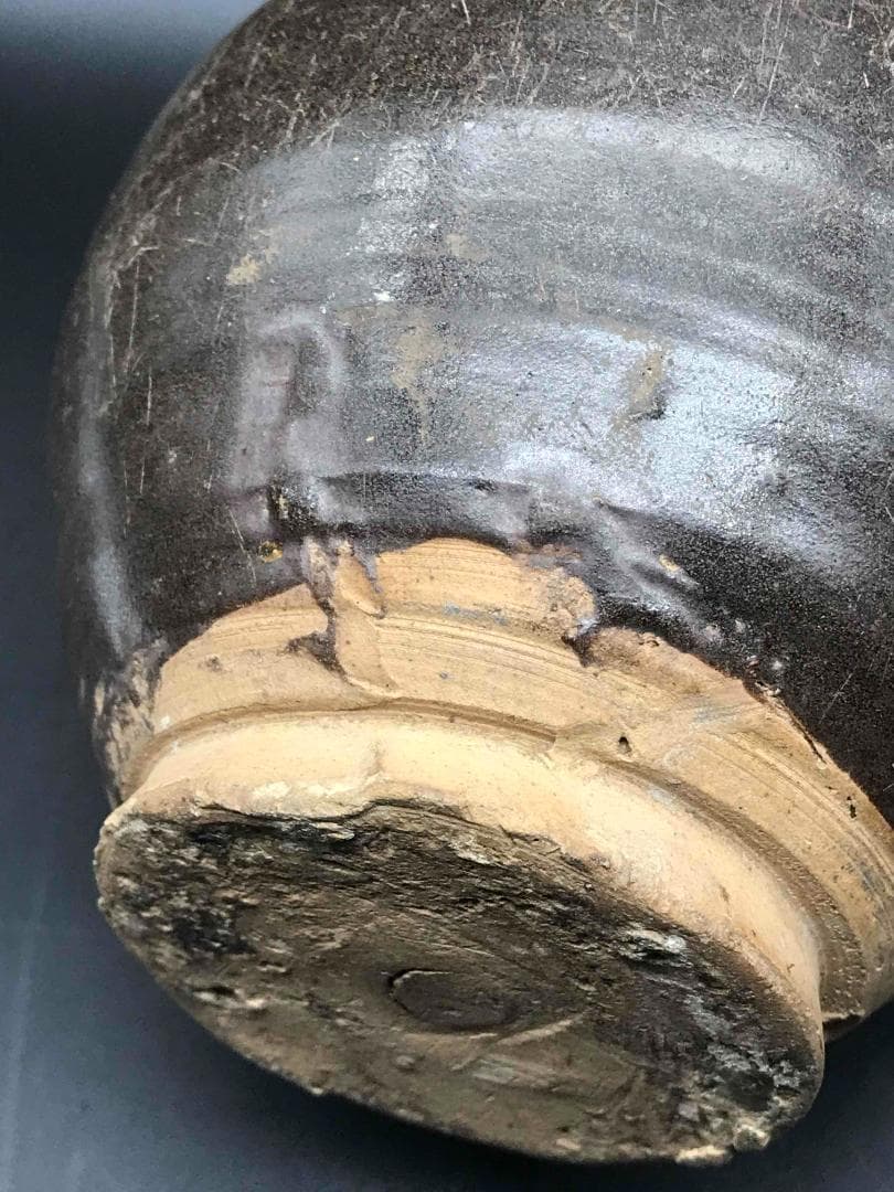 中国古美術　唐時代　耀州窯 瓢箪瓶　双耳瓶　磁州窯　黒釉　酒瓶　壺(A-29)