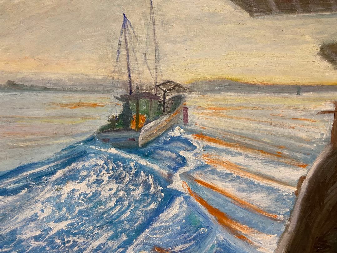 自作絵画　黎明　船出　油彩画　F20