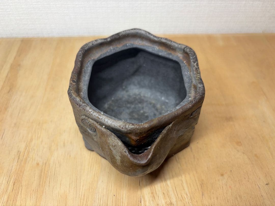 53.備前焼 宝瓶 登り窯 龍 りゅう リュウ 6角 手びねり 急須