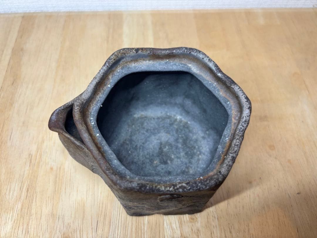 53.備前焼 宝瓶 登り窯 龍 りゅう リュウ 6角 手びねり 急須