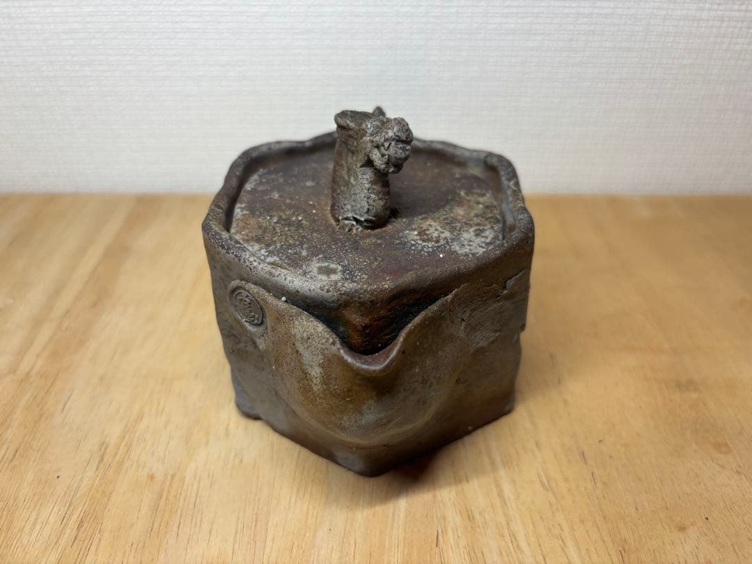 53.備前焼 宝瓶 登り窯 龍 りゅう リュウ 6角 手びねり 急須