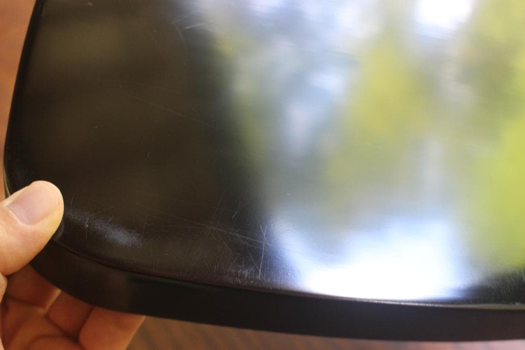 極小保管傷のみ！シンプルデザインに上質黒漆の美しい隅丸四方膳（検輪島塗お膳お盆