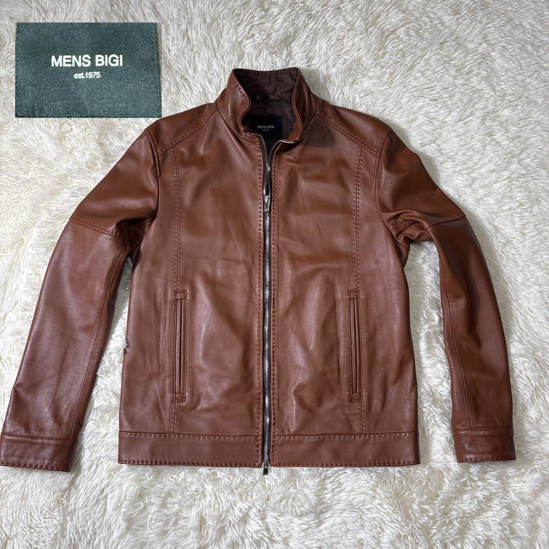 極美品✨MEN'S BIGI メンズビギ　シングルライダースジャケット　羊革