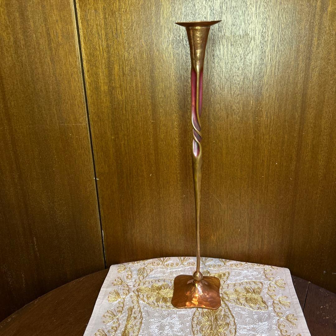 極稀少ZONAビンテージヘッセルスタジオキャンドルスタンド銅製手打槌目緑青仕上げ