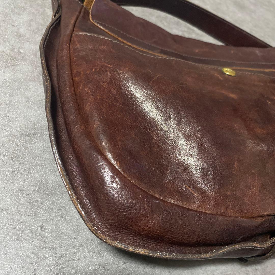 【✨希少✨】イルビゾンテ ロゴ刻印 ショルダーバッグ レザー 茶色