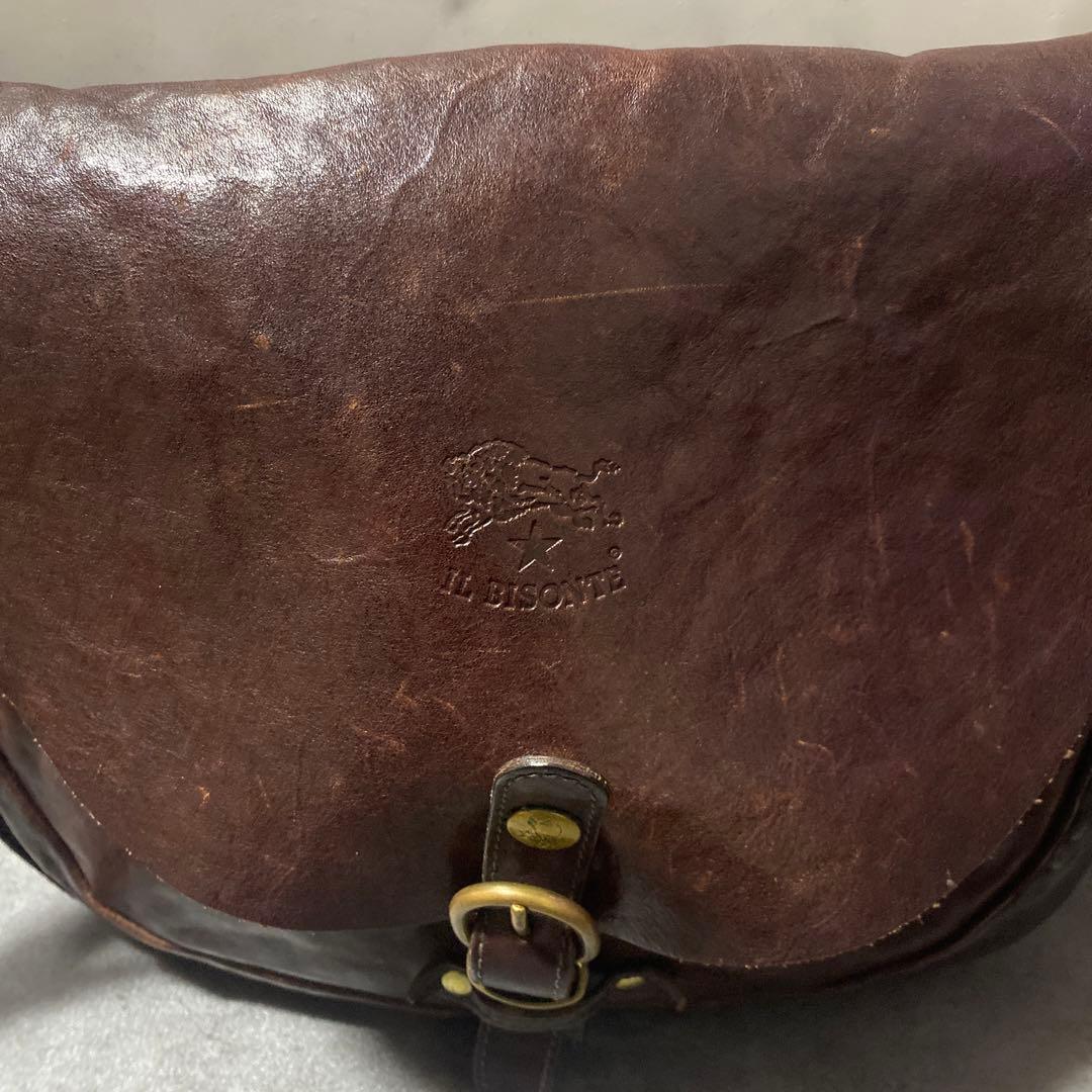 【✨希少✨】イルビゾンテ ロゴ刻印 ショルダーバッグ レザー 茶色