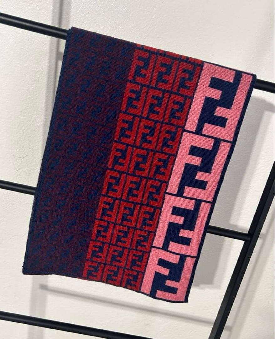FENDI ロゴマフラー/ズッカ柄/ピンク