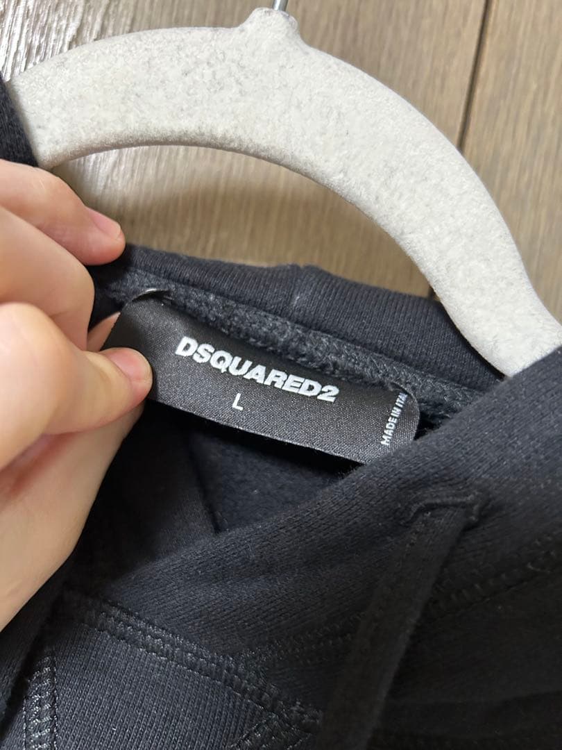 DSQUARED2 ICON ロゴプリント プルオーバーパーカー ブラック L