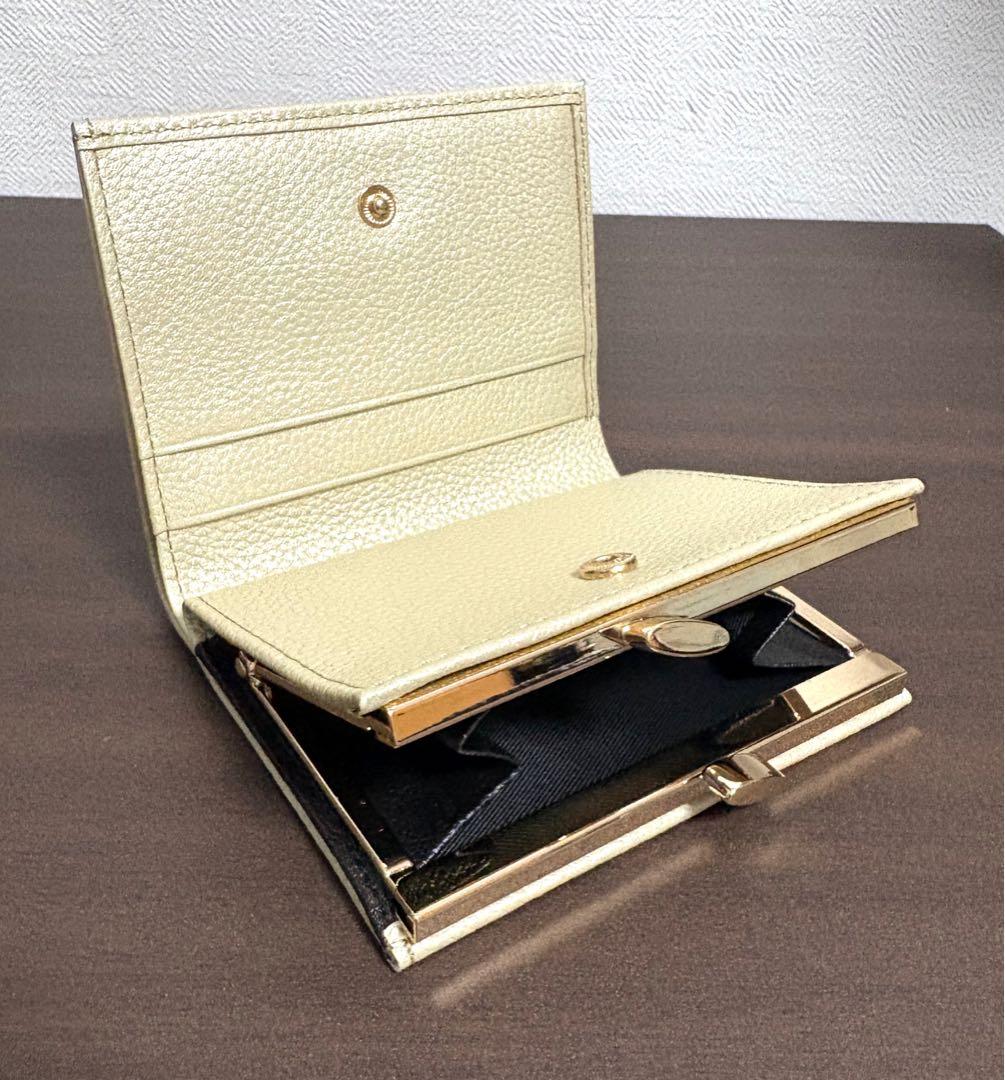 貴重！皇居　シャンパンゴールドがま口財布　小物入れ　ミラー3点セット