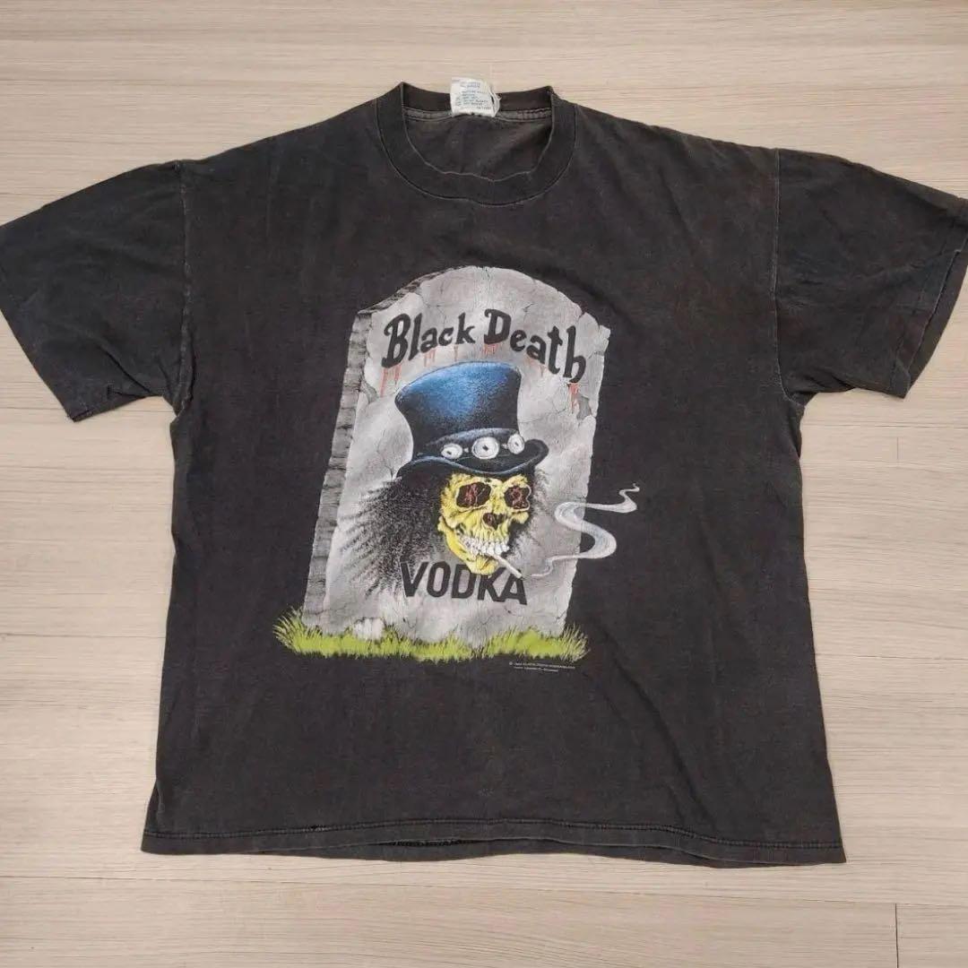 90's 良フェード　black death vodka vintage tee