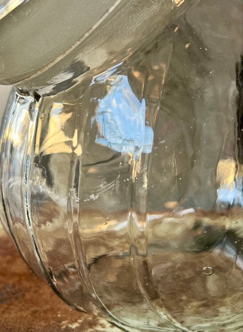 レトロ　猫ビン　でんでん太鼓　飴屋瓶　菓子瓶　アンティーク　ガラス　ガラス蓋付き