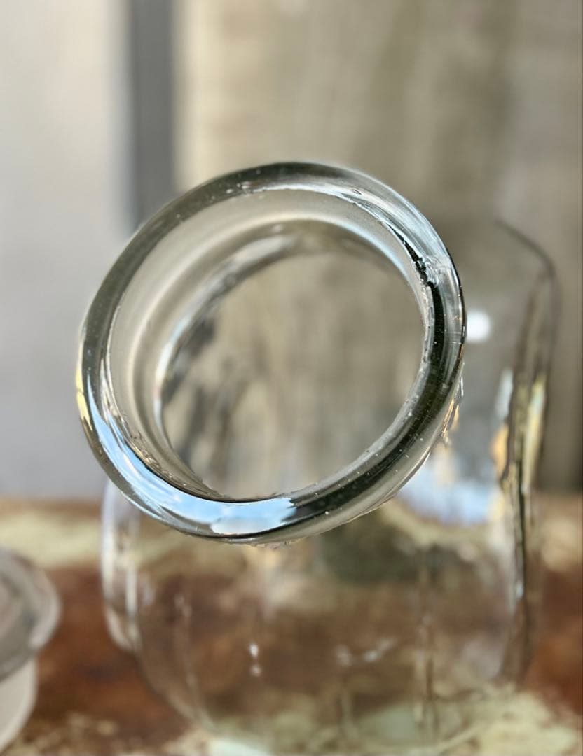 レトロ　猫ビン　でんでん太鼓　飴屋瓶　菓子瓶　アンティーク　ガラス　ガラス蓋付き