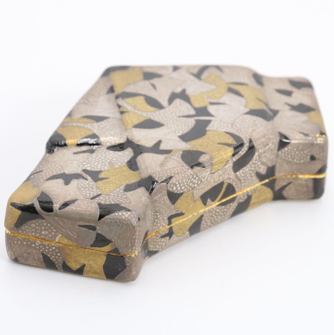 浅野紫仙作 銀杏ちらし 香合 茶道具 共箱　V901