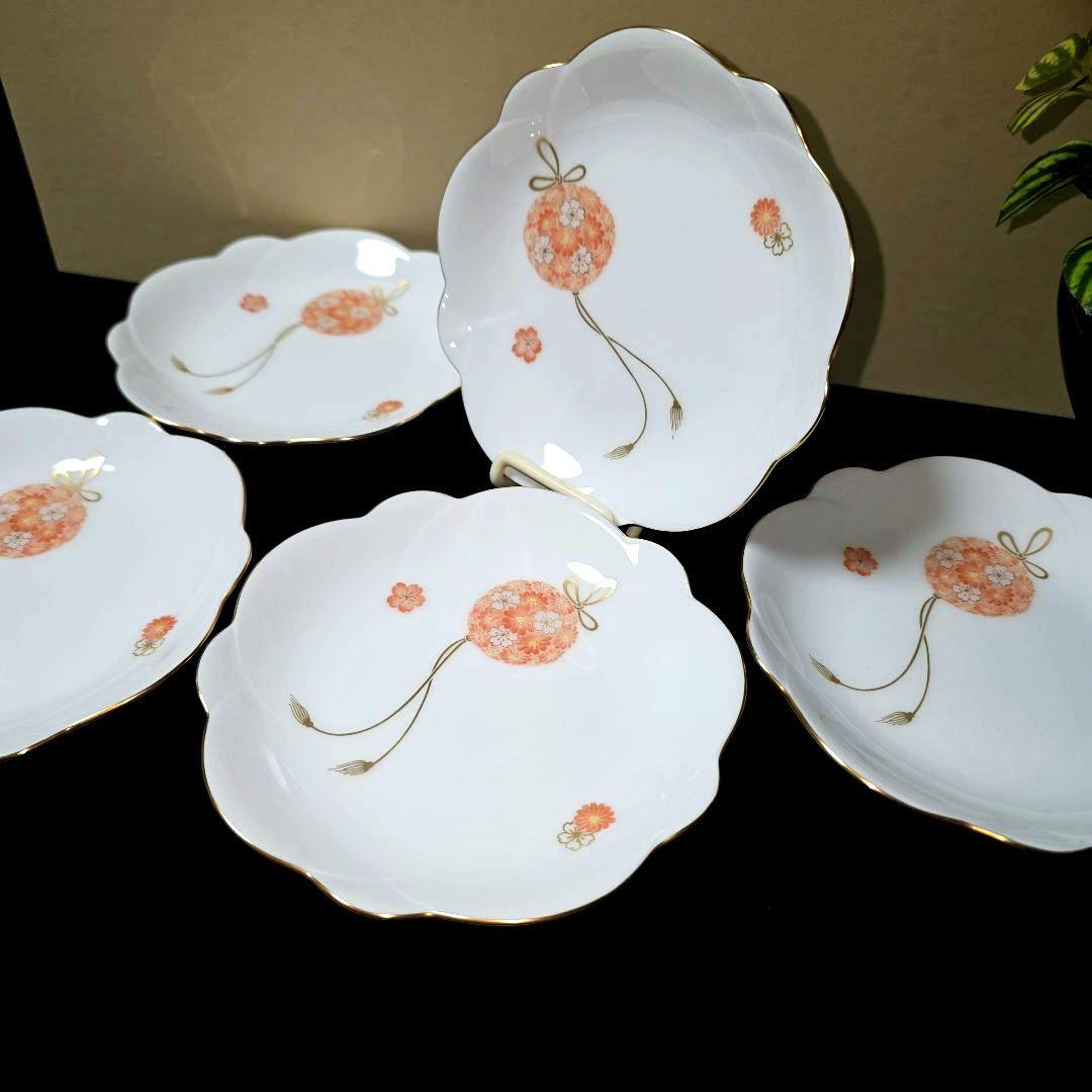 大倉陶園　花毬　13cm　梅型小皿揃　5枚