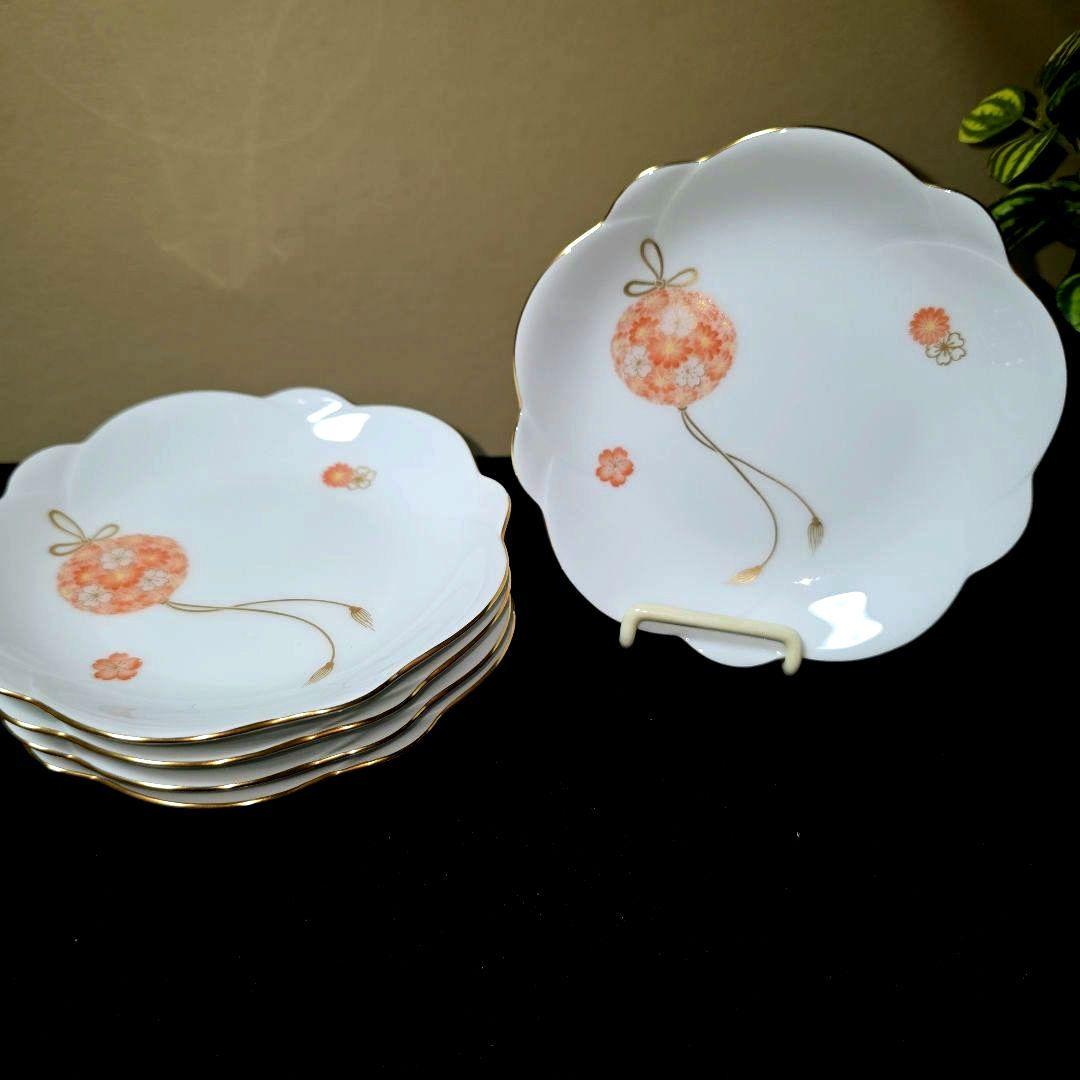 大倉陶園　花毬　13cm　梅型小皿揃　5枚