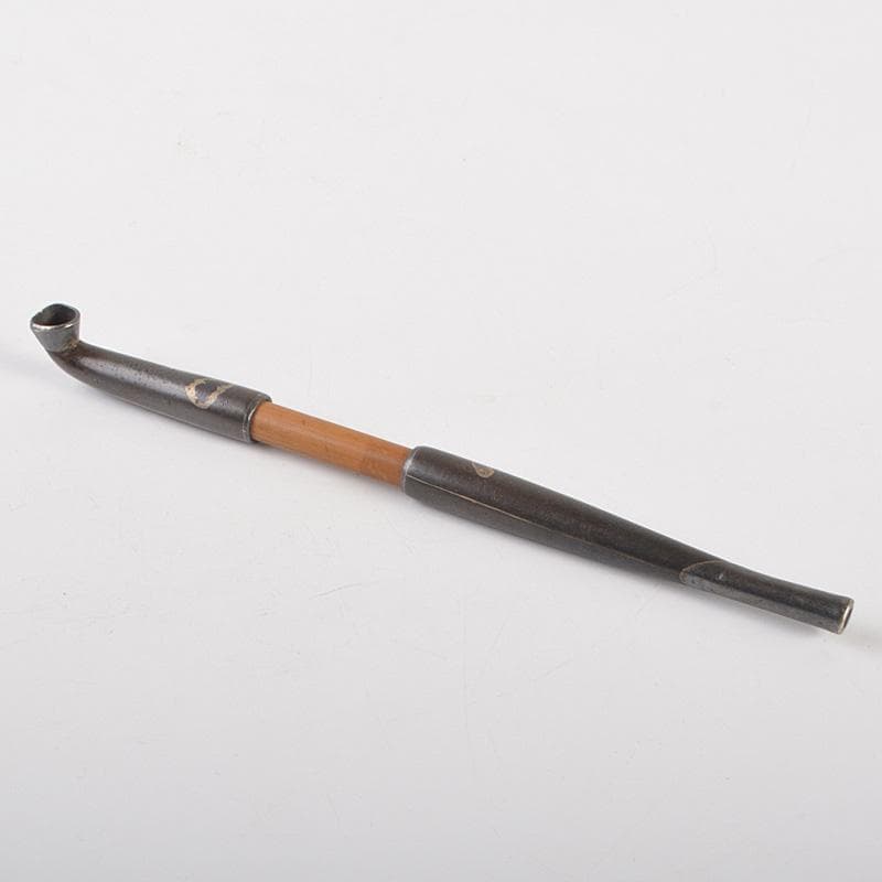 時代提げ物　喫煙具　煙管　キセル　古竹漢詩刻　煙管入　煙草入　M　R7533