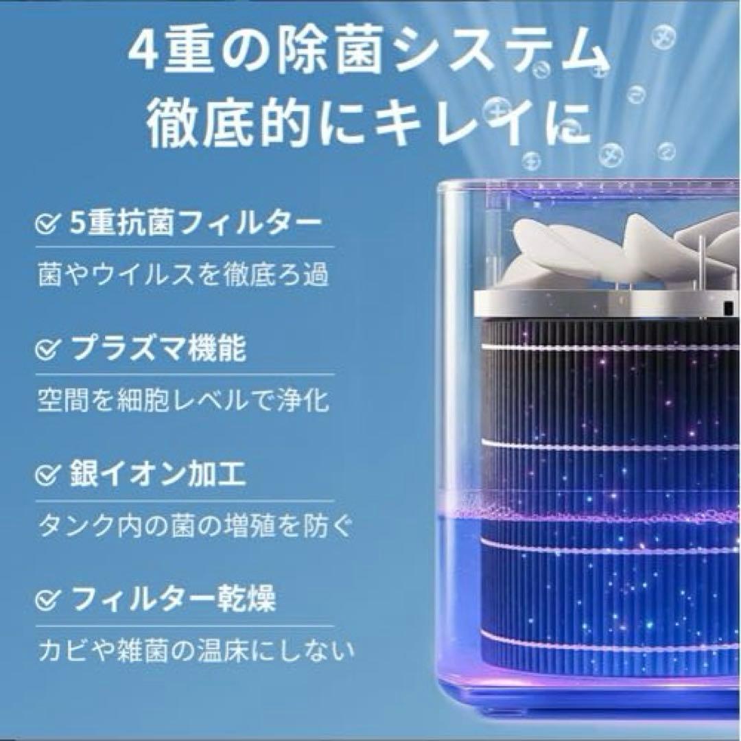 AI自動調湿 気化式加湿器 5Lプラズマ 4重除菌 大容量 加湿器 省エネ