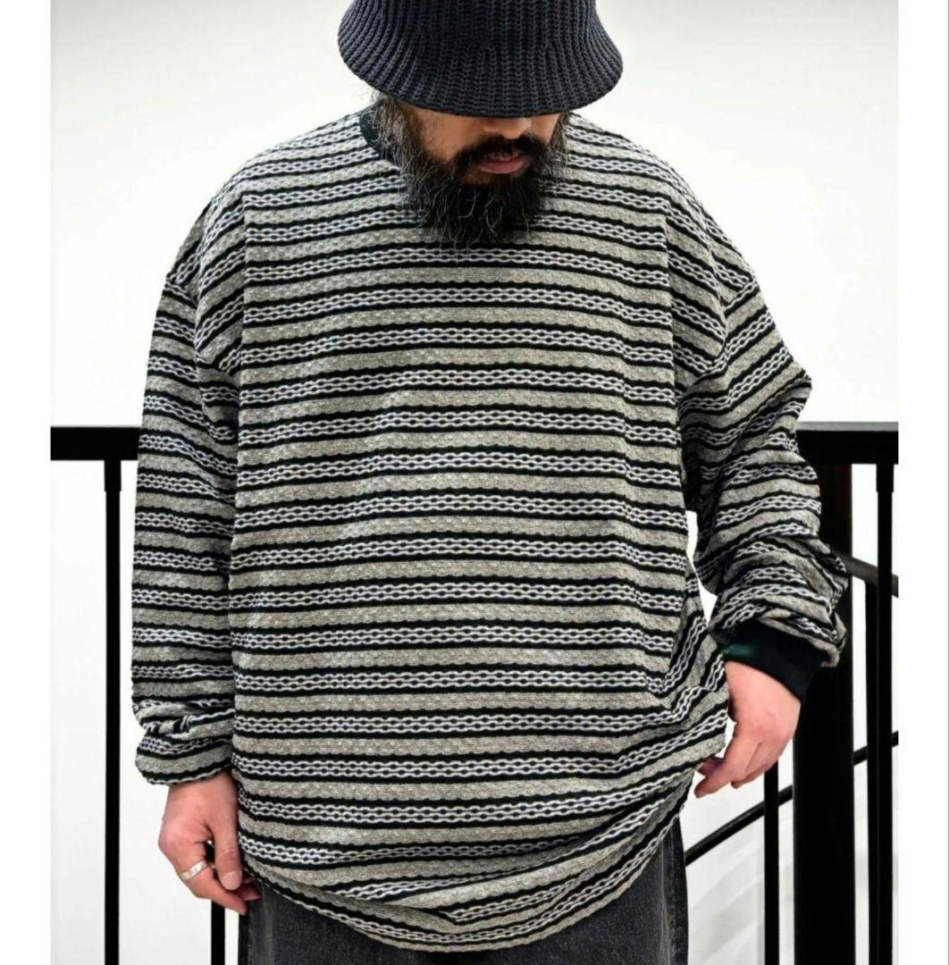COOTIE (クーティー)　 Jacquard Border L/S Tee