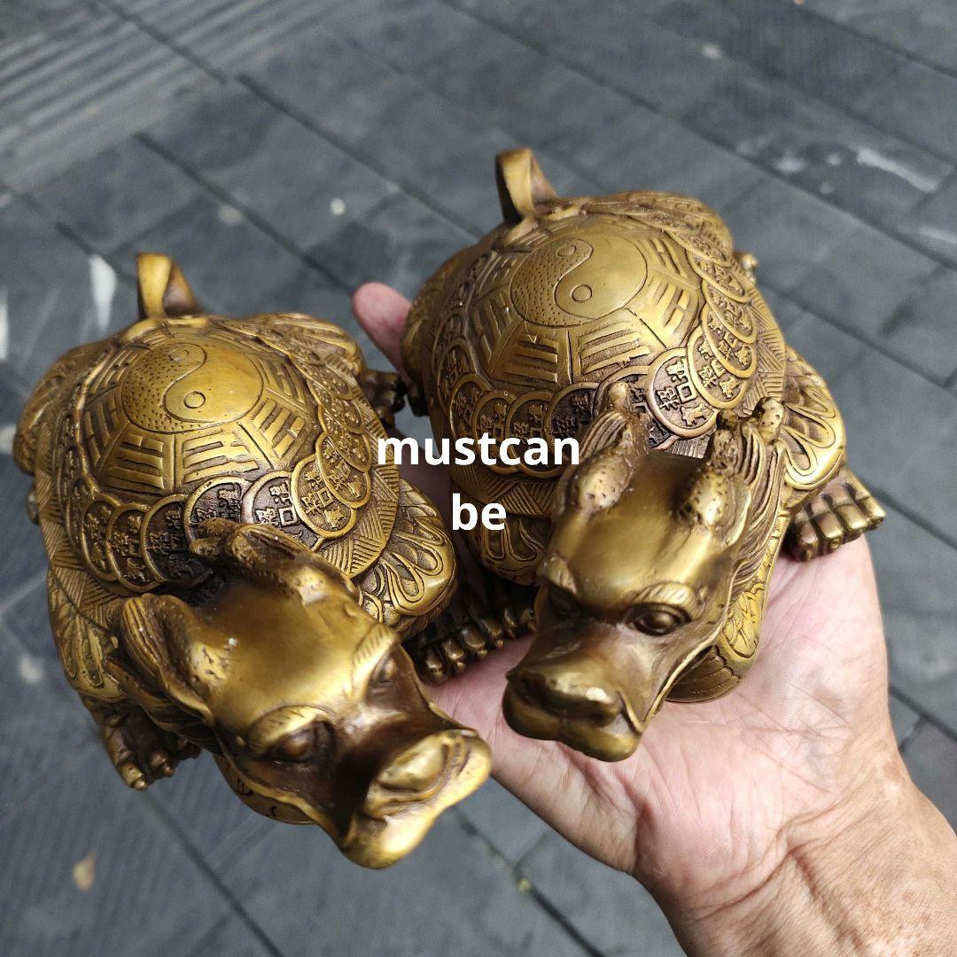 銅製 龍頭亀 八卦銅亀 応接間 書斎 茶室 執務室 開運 風水 辟邪 工芸品置物