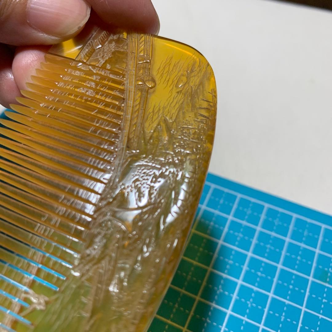 本鼈甲　櫛　嵐山渡月橋　銘あり　超細密彫　超絶技巧　アンティーク　髪飾り