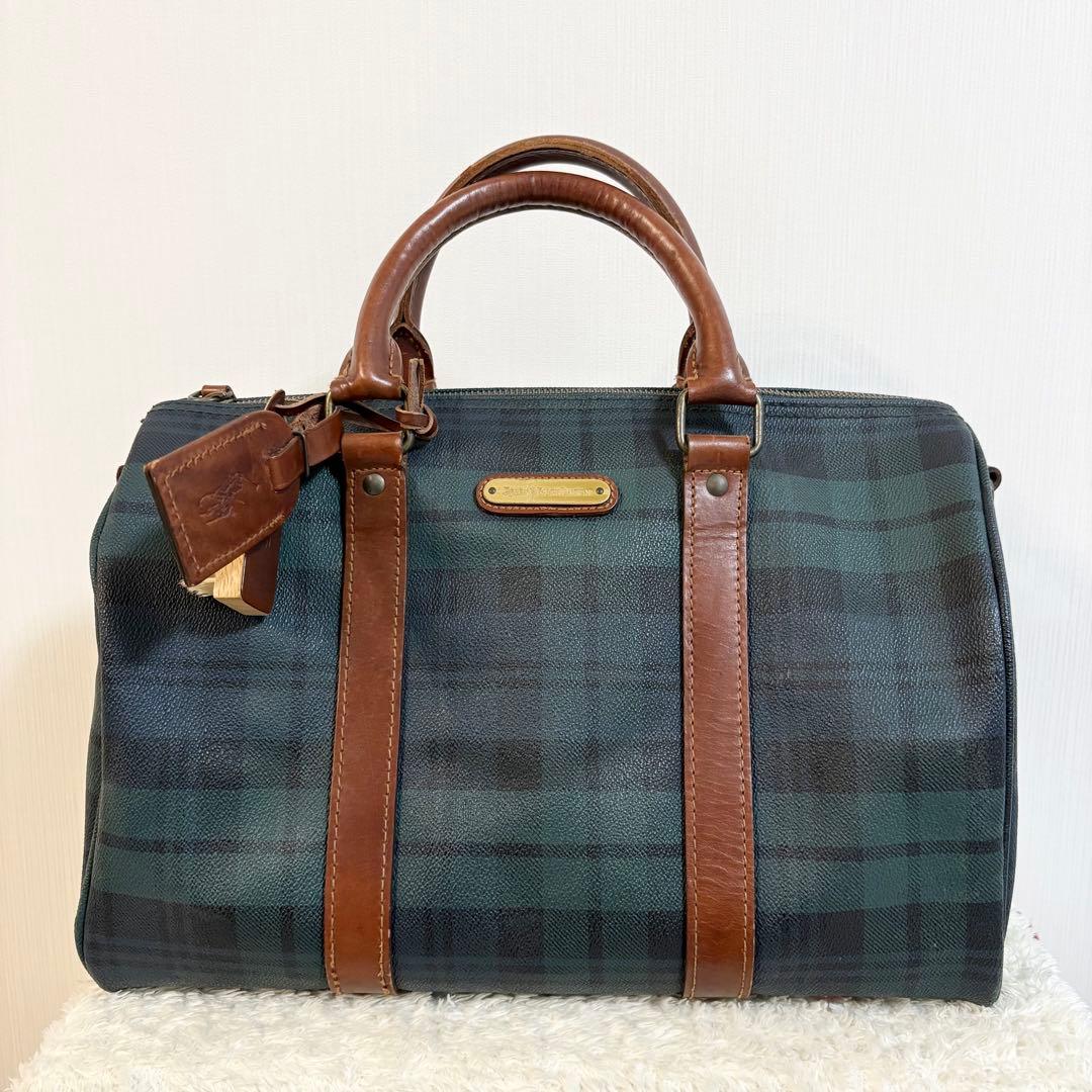 美品　ポロラルフローレン　ボストンバッグ　ミニ ブラックウォッチ　チェック　希少