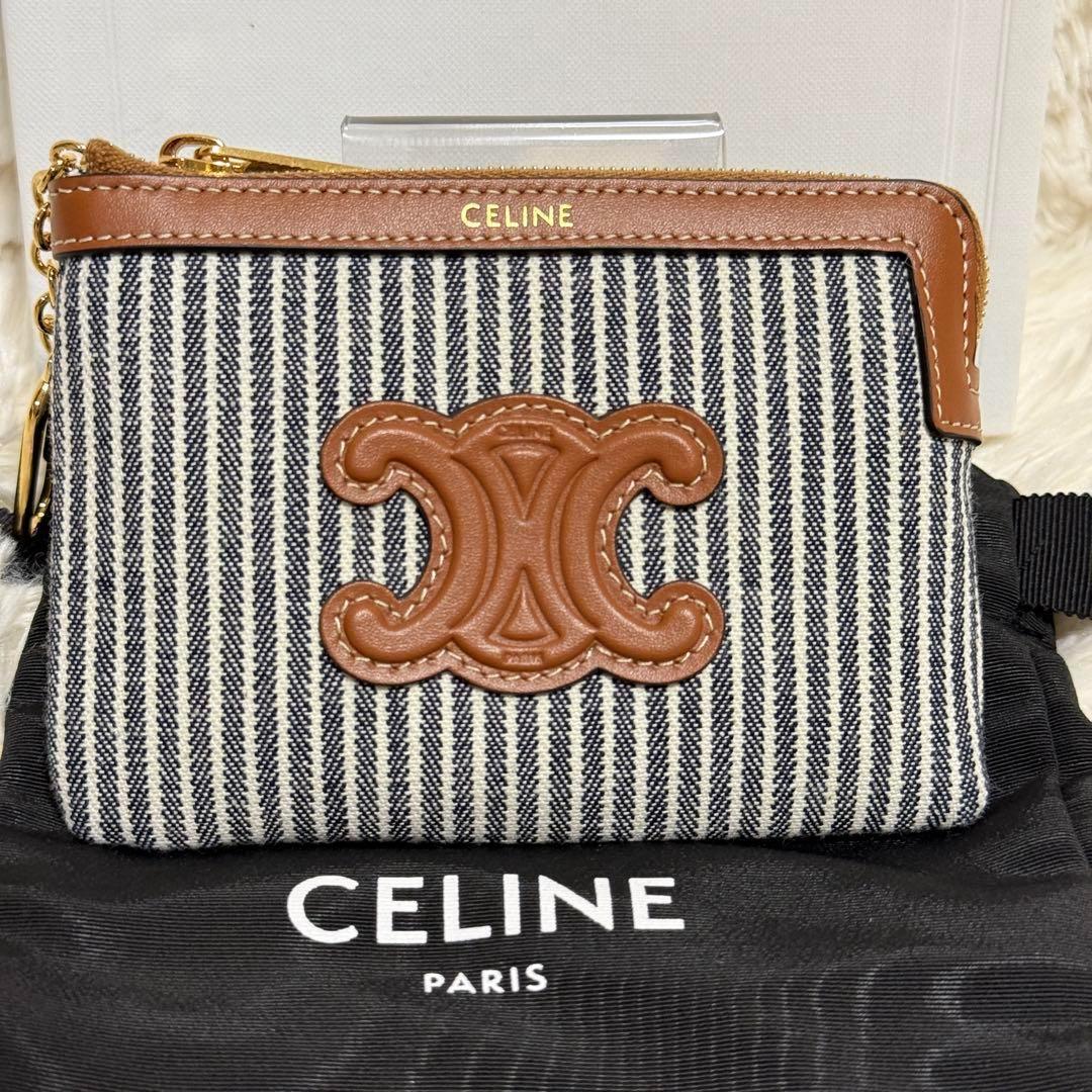 【未使用】セリーヌ　デニム　&カードポーチ　キーリング付き