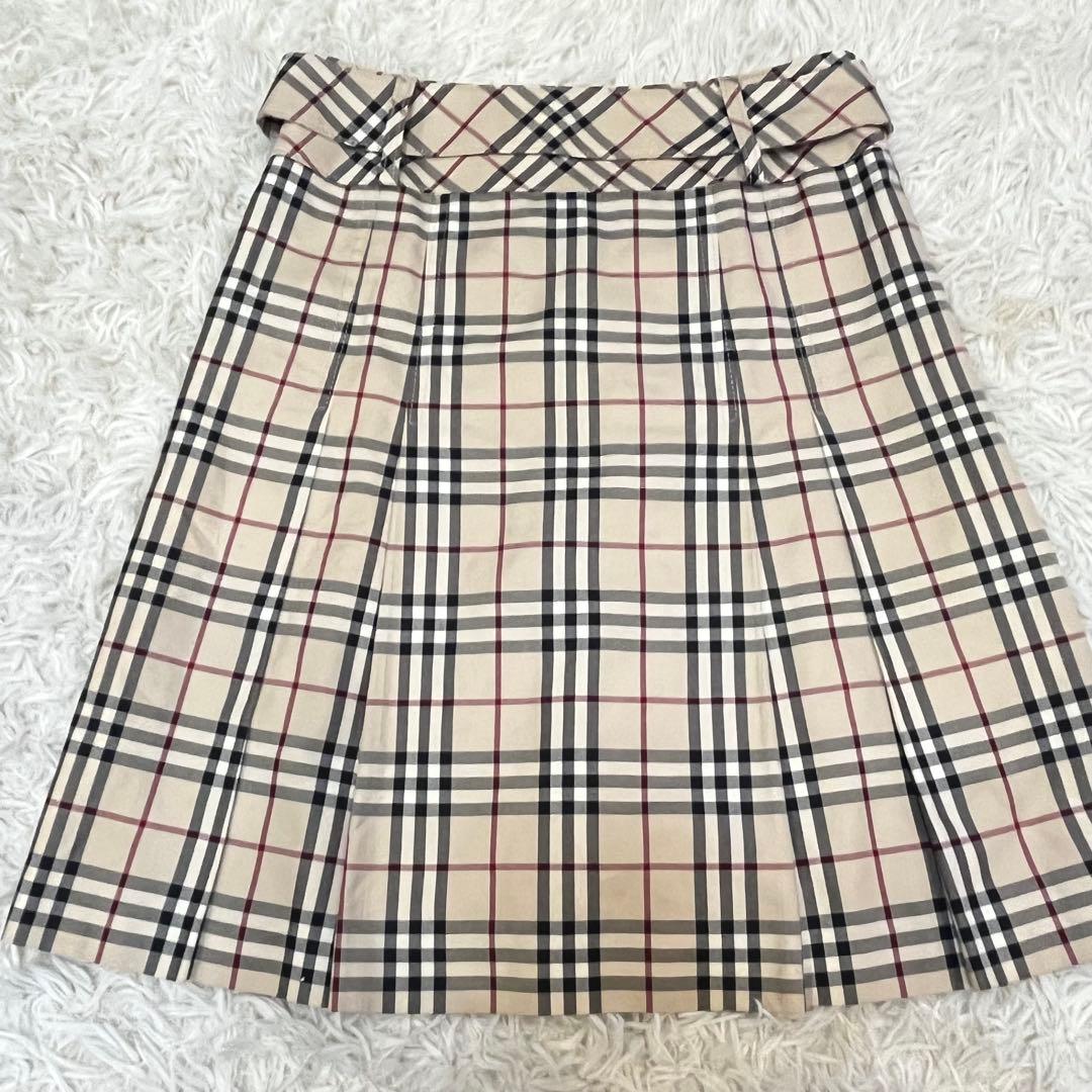 BURBERRY BLUELABELノバチェック　プリーツヒダスカート膝丈ベルト