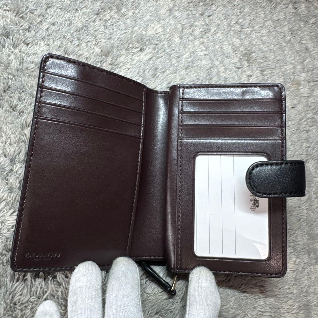 【ほぼ未使用】COACH コーチ 二つ折り財布 エンボス ブラック